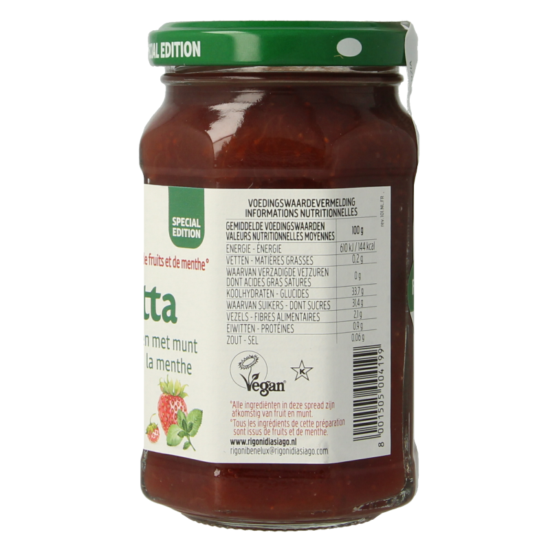 Fiordifrutta Aardbeien en wilde aardbeien met munt jam bio - Afbeelding 3