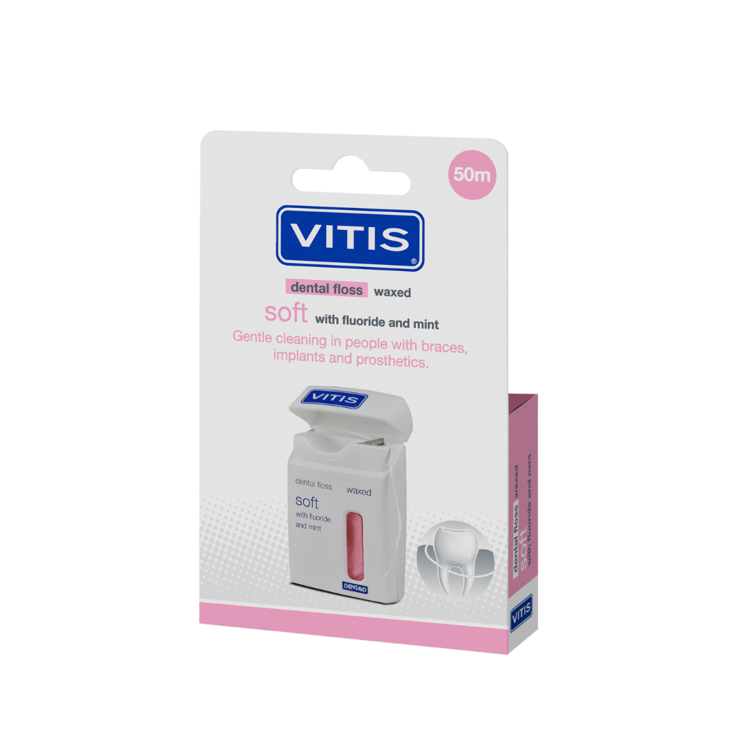 Vitis Floss soft waxed expanding fluor roze 50 meter