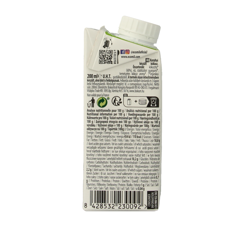 Ecomil Kokosmelk cuisine bio - Afbeelding 2