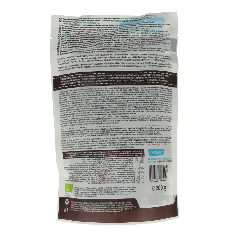 Max Sport Protein pasta black bean spaghetti bio - Afbeelding 2