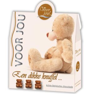 Voor Jou! Cadeau doos trendy beertjes dikke knuffel