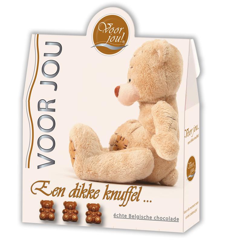 Voor Jou! Cadeau doos trendy beertjes dikke knuffel