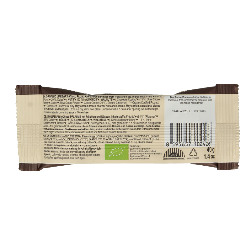 Lifefood Lifebar Inchoco pruimen bio raw - Afbeelding 2