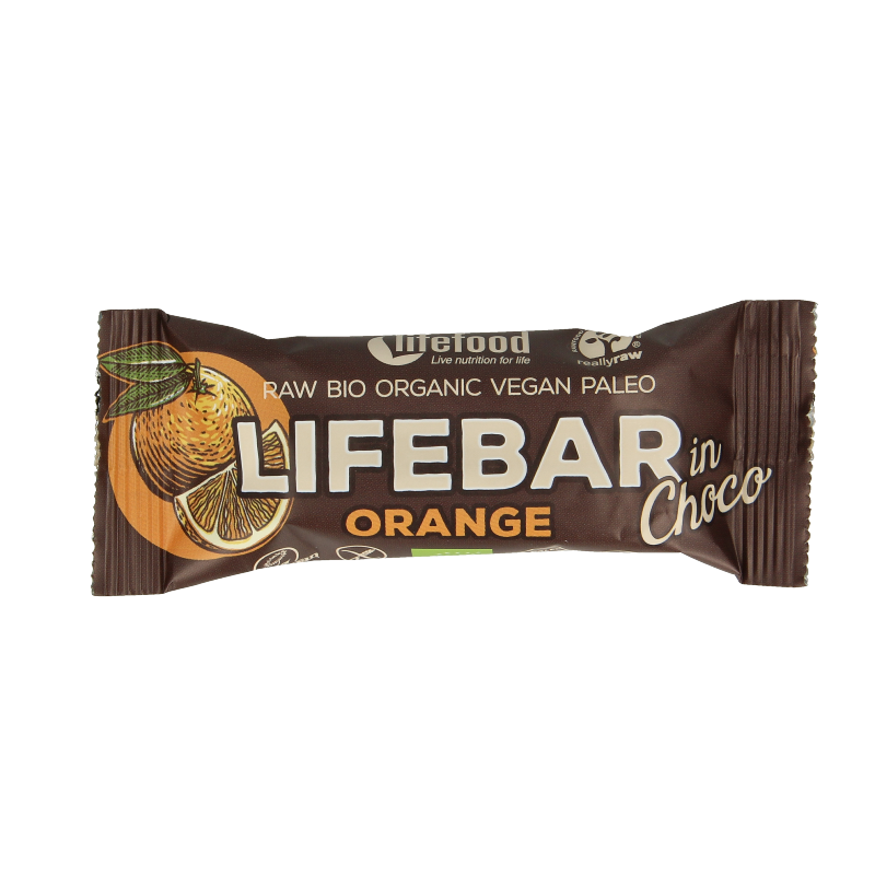 Lifefood Lifebar inchoco sinaasappel bio raw