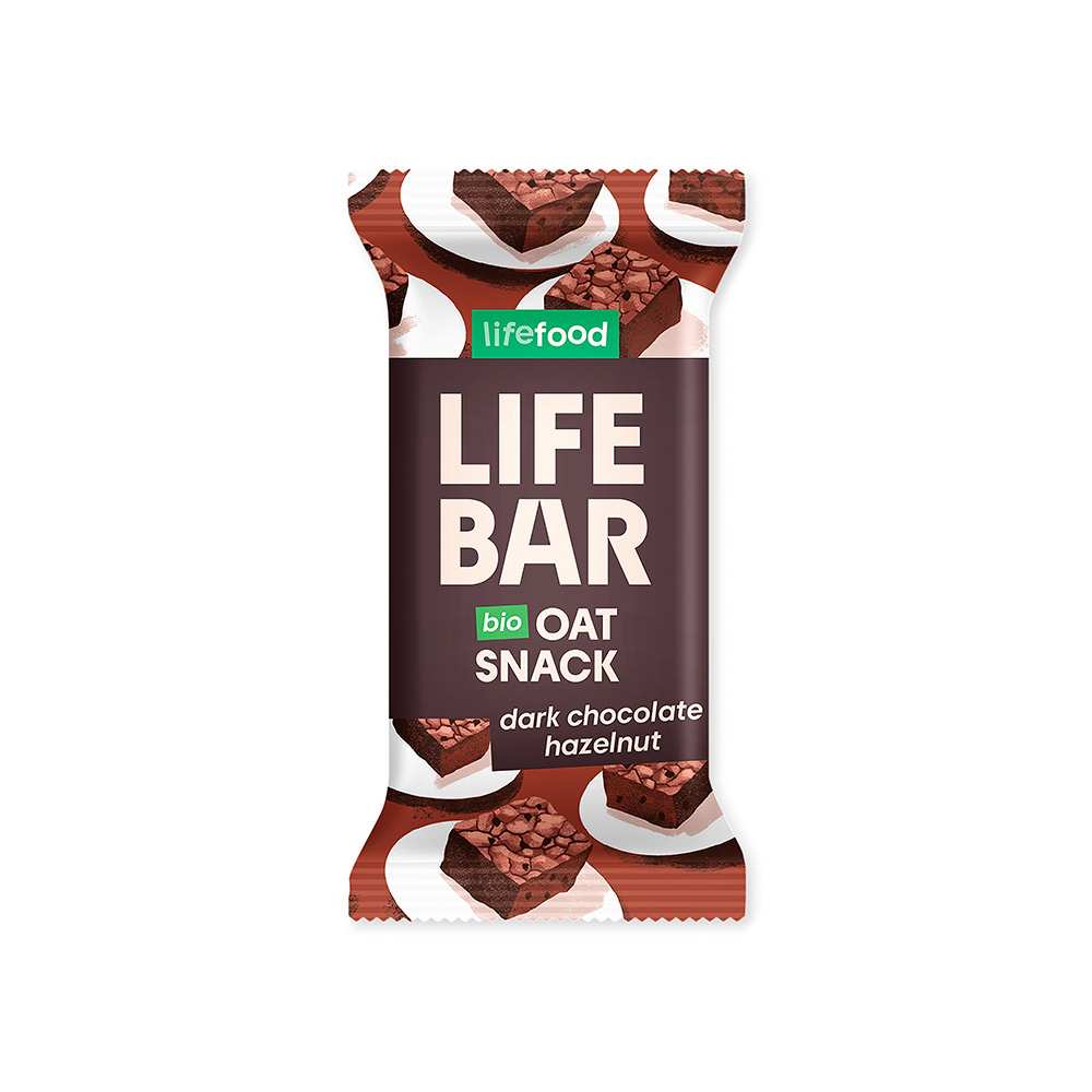 Lifefood Lifebar oatsnack pure chocolade hazelnoot bio
