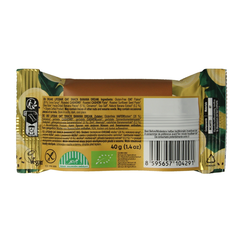 Lifefood Lifebar oatsnack banana dream bio - Afbeelding 2