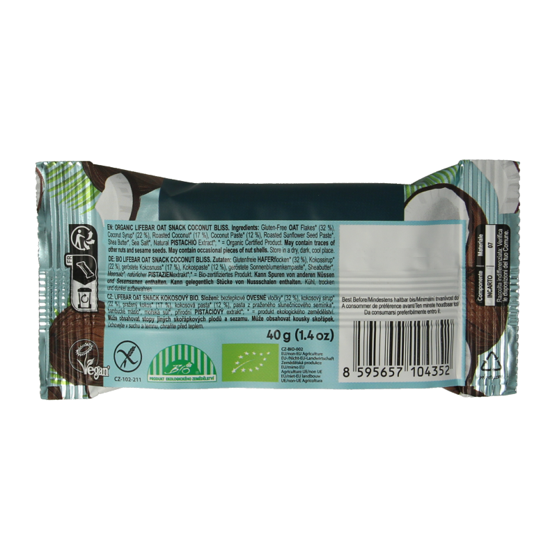 Lifefood Lifebar oatsnack kokos bliss bio - Afbeelding 2