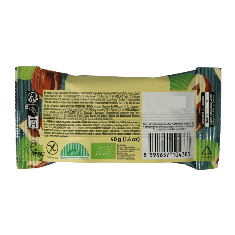 Lifefood Lifebar oatsnack proteine hazelnoot crunch bio - Afbeelding 2