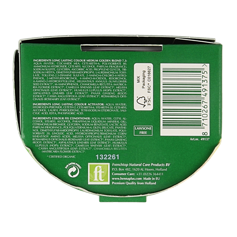 Henna Plus Long lasting colour 7.3 medium golden blond - Afbeelding 2