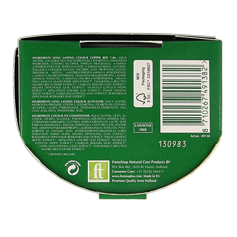 Henna Plus Long lasting colour 7.46 copper red - Afbeelding 2