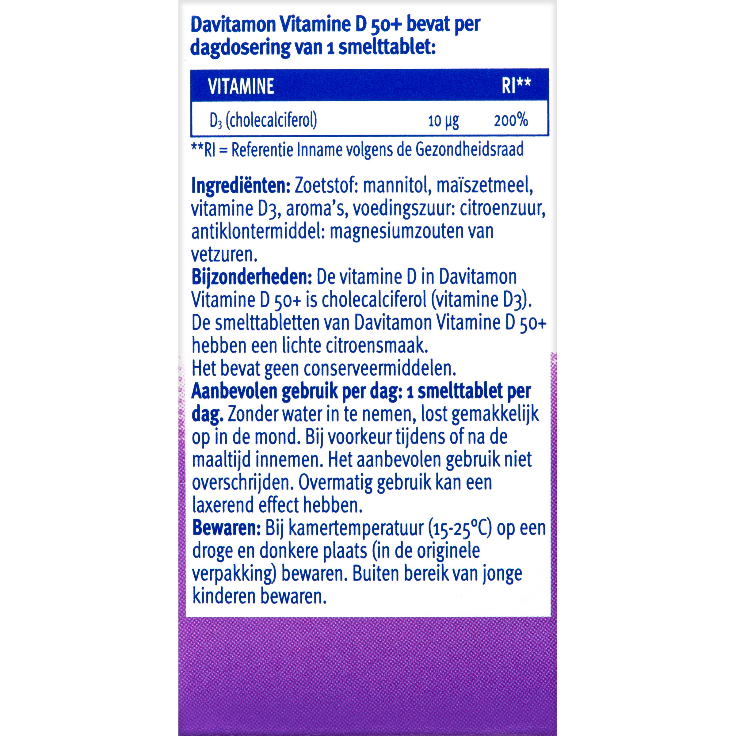 Davitamon Vitamine D 50+ smelttablet - Afbeelding 3