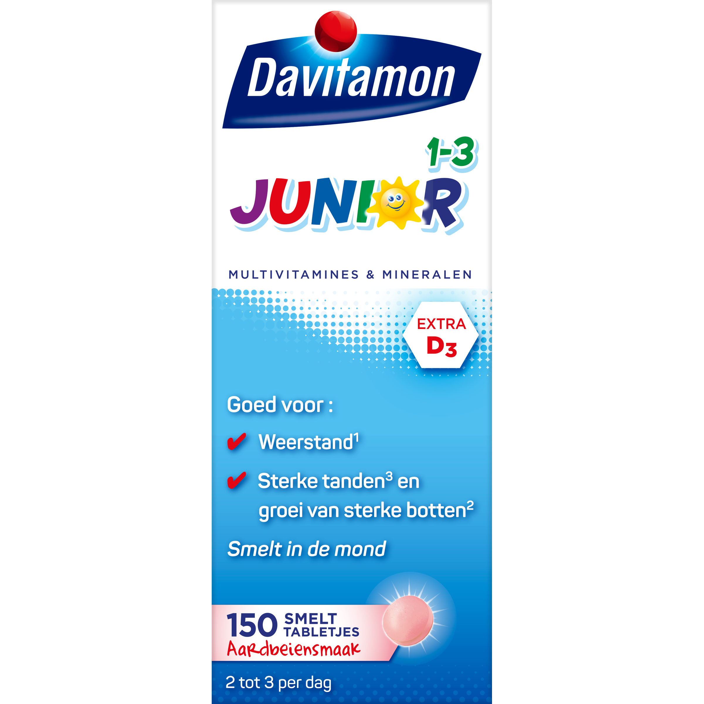 Davitamon Junior 1-3 smelttablet aardbei