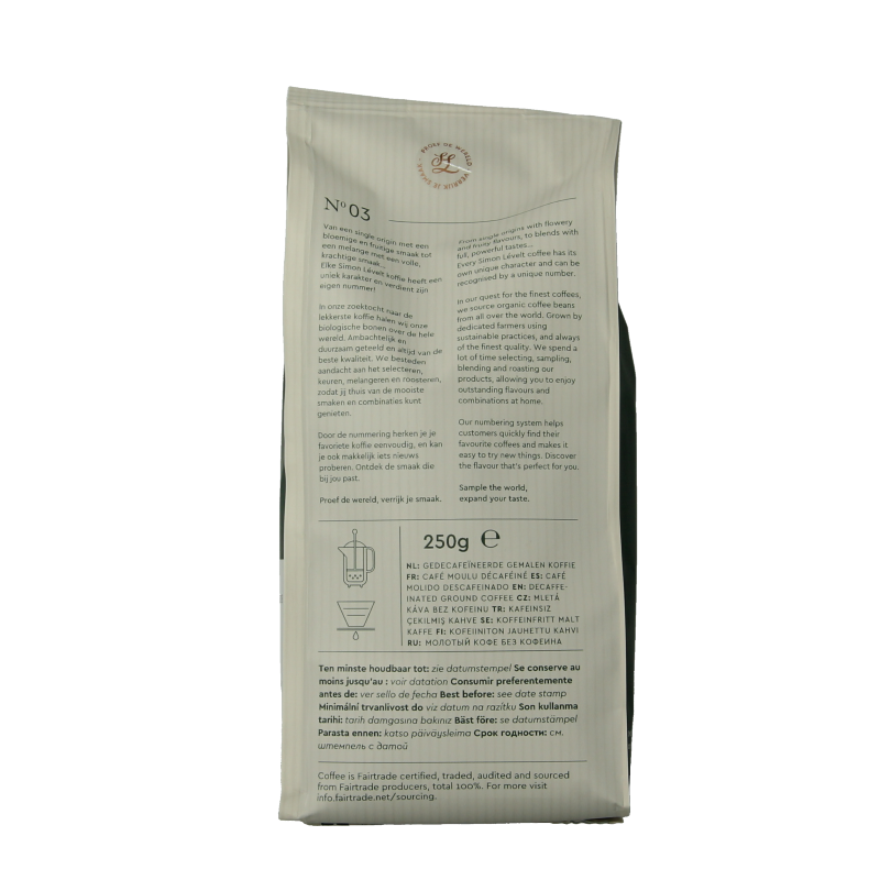 Simon Levelt Cafe organico senza decaf bio - Afbeelding 2