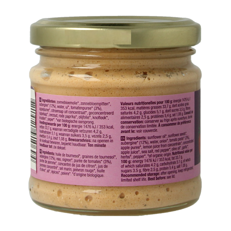 Your Organic Nature Sandwichspread aubergine bio - Afbeelding 2