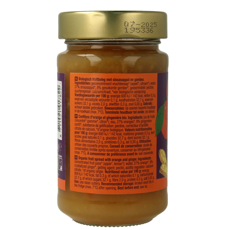 Your Organic Nature Fruit beleg sinaasappel / gember bio - Afbeelding 2
