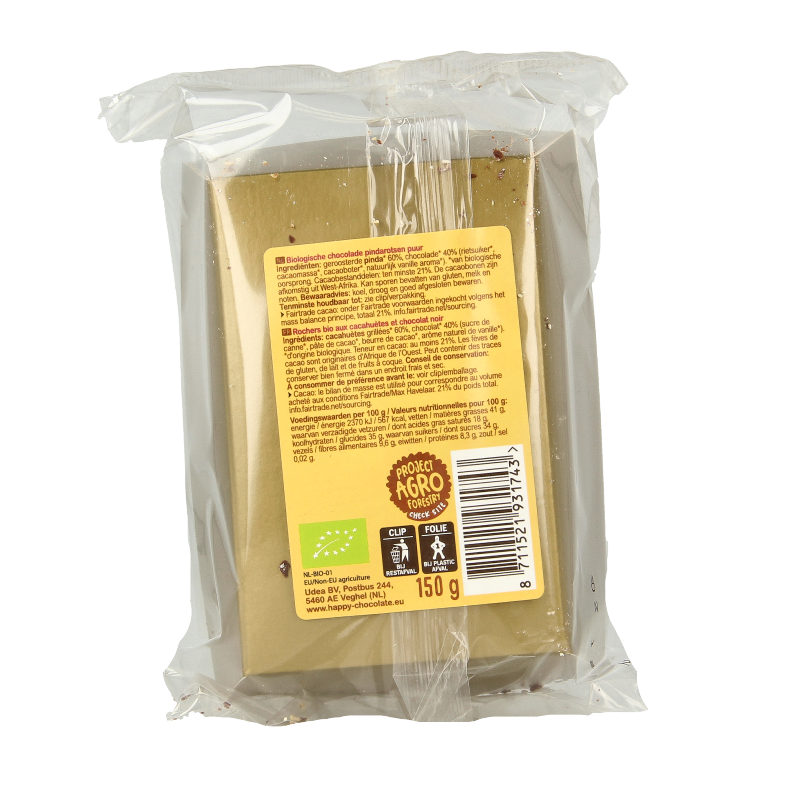 Happy Chocolate Chocolade pindarotsen puur bio - Afbeelding 2