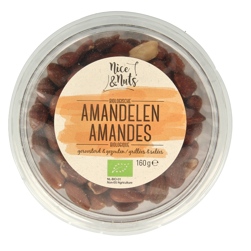 Nice & Nuts Amandelen bruin gezouten geroosterd bio