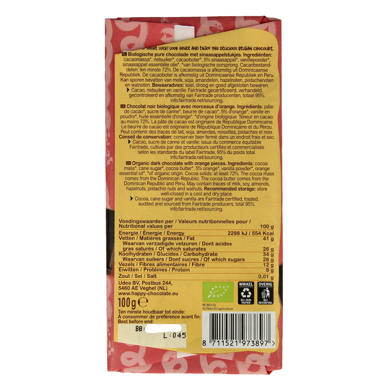 Happy Chocolate Puur sinaasappel bio - Afbeelding 2