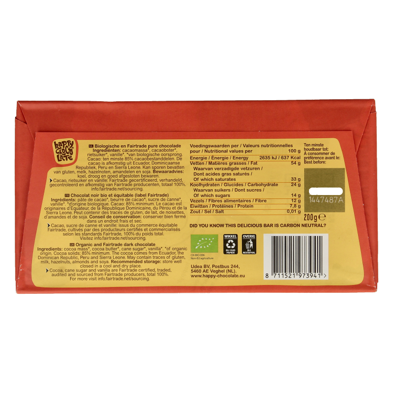 Happy Chocolate Dark 85% bio - Afbeelding 2