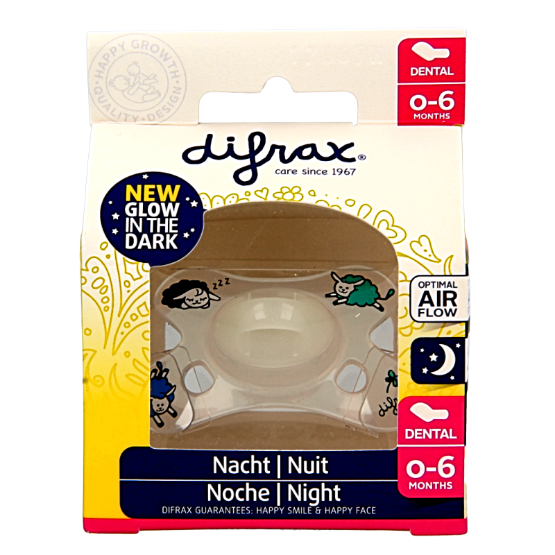 Difrax Fopspeen dental 0-6 maanden glow in the dark