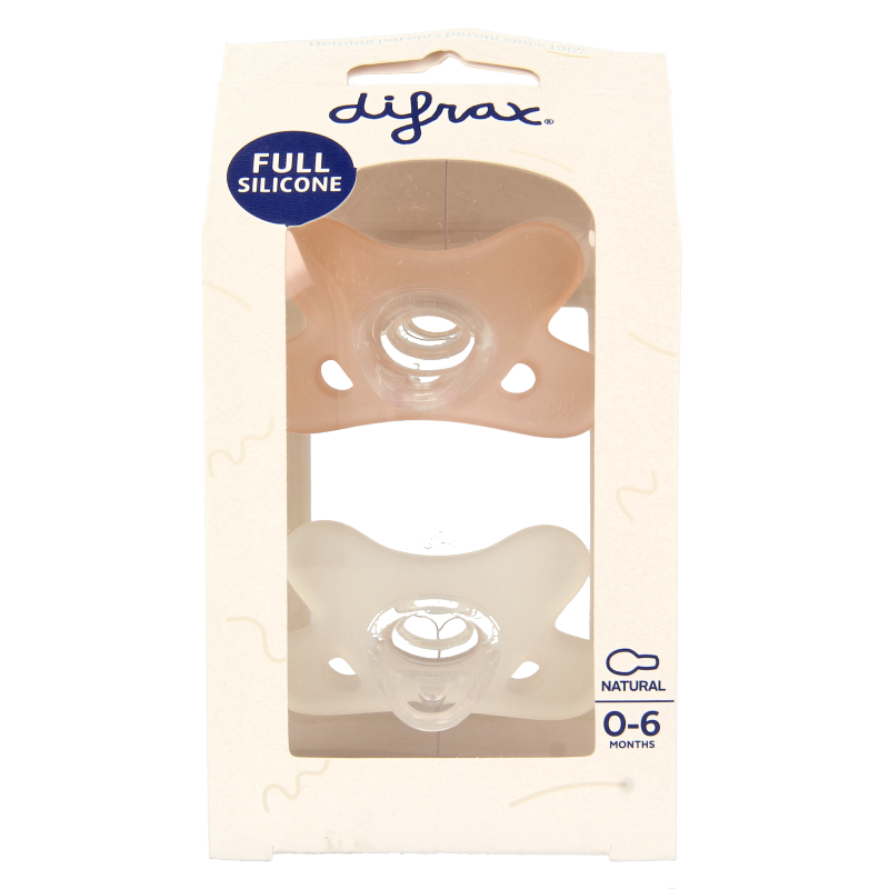Difrax Siliconen fopspeen natural assorti 0-6 maanden