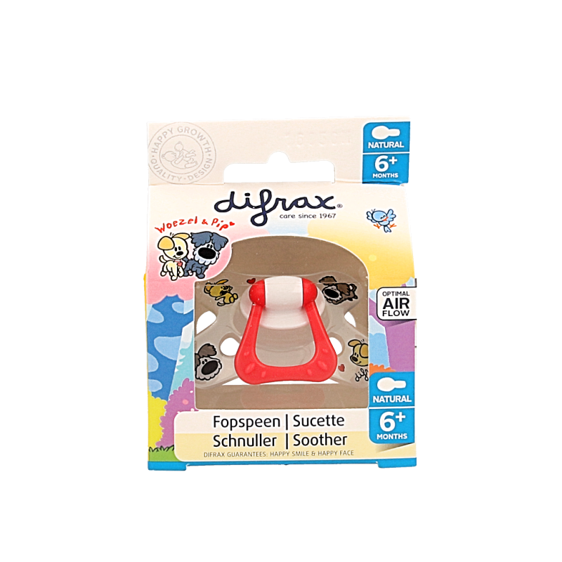 Difrax Fopspeen natural 6+ maanden Woezel & Pip