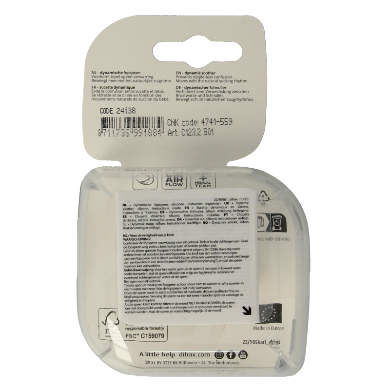 Difrax Fopspeen 0-3 maanden harmony grey - Afbeelding 2