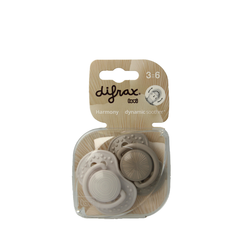 Difrax Fopspeen 3-6 maanden harmony light grey/dark grey