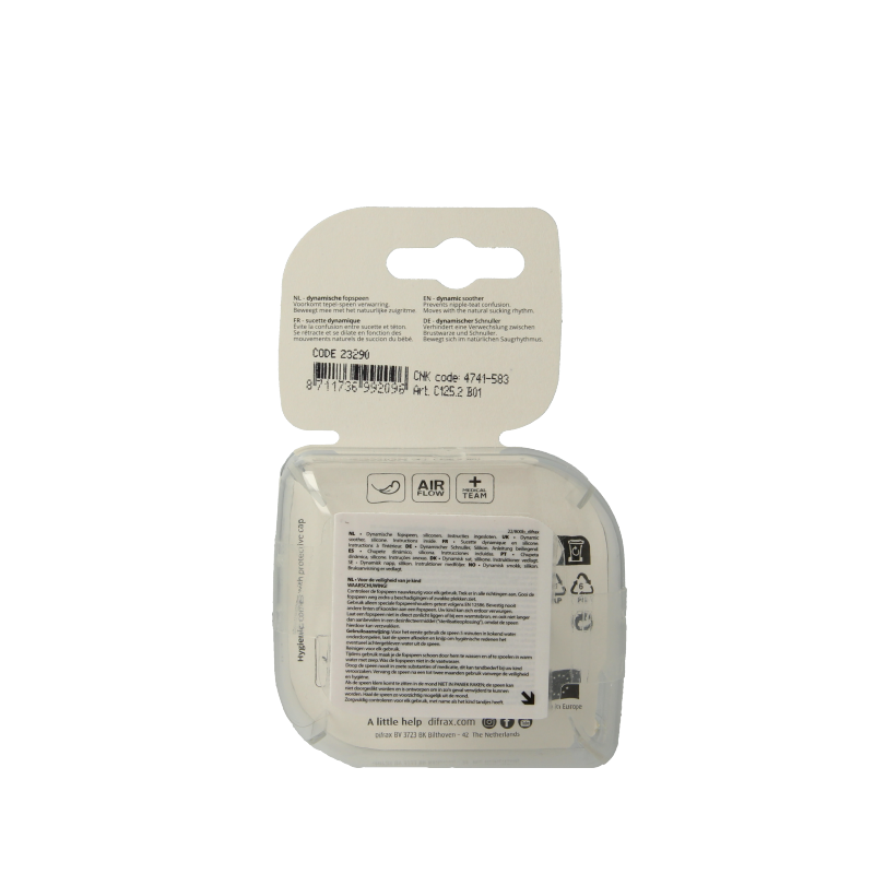 Difrax Fopspeen 3-6 maanden harmony light grey/dark grey - Afbeelding 2