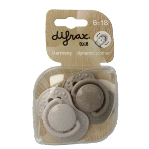 Difrax Fopspeen 6-18 maanden harmony light grey/dark grey
