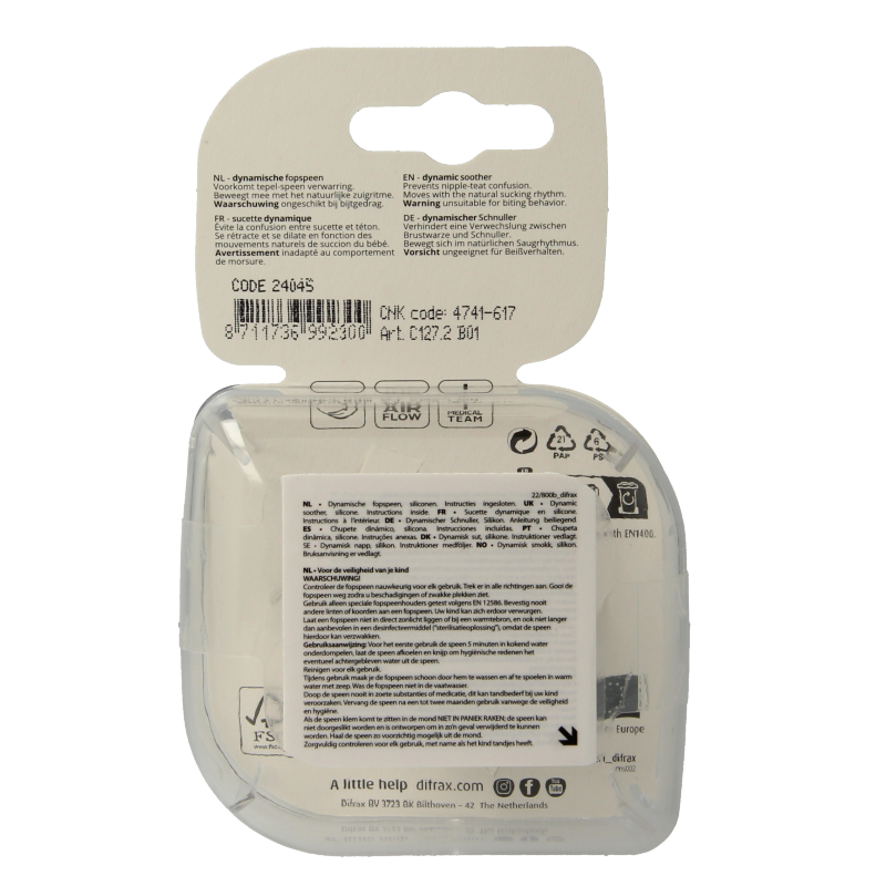 Difrax Fopspeen 6-18 maanden harmony light grey/dark grey - Afbeelding 2