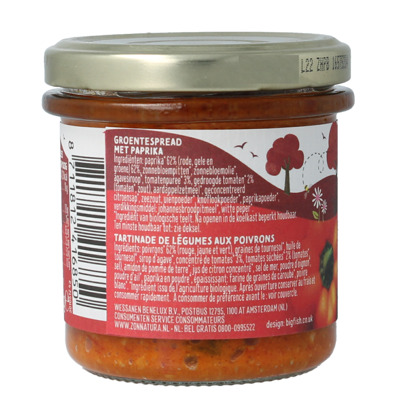Zonnatura Groentespread paprika bio - Afbeelding 2