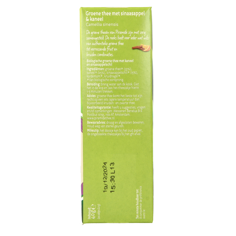 Piramide Verwarmend groene thee sinaasappel & kaneel bio - Afbeelding 4