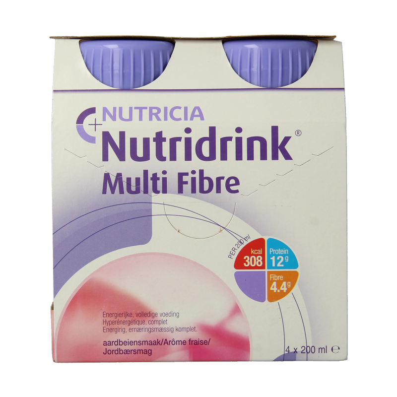 Nutridrink Multi fibre aardbei 200ml
