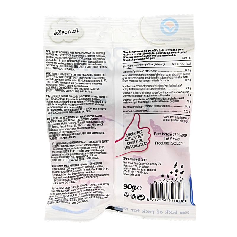 De Bron Kersen gums/cherry gums suikervrij - Afbeelding 2