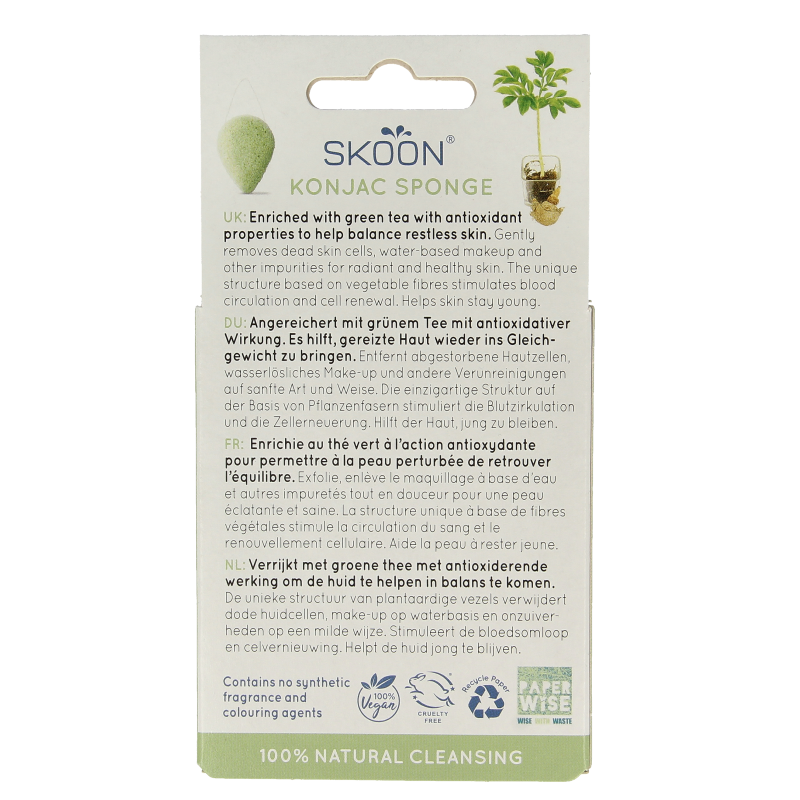 Skoon Konjac spons green tea bio - Afbeelding 3