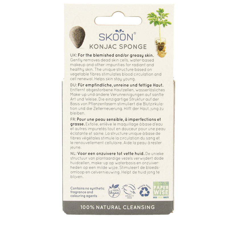 Skoon Konjac spons bamboo charcoal bio - Afbeelding 4
