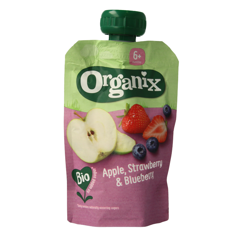 Organix Knijpfruit appel, aardbei en bosbessen 6+M bio