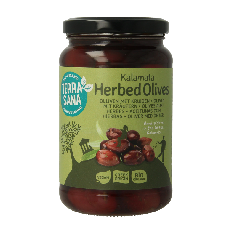TerraSana Kalamata olijven in kruidenolie bio
