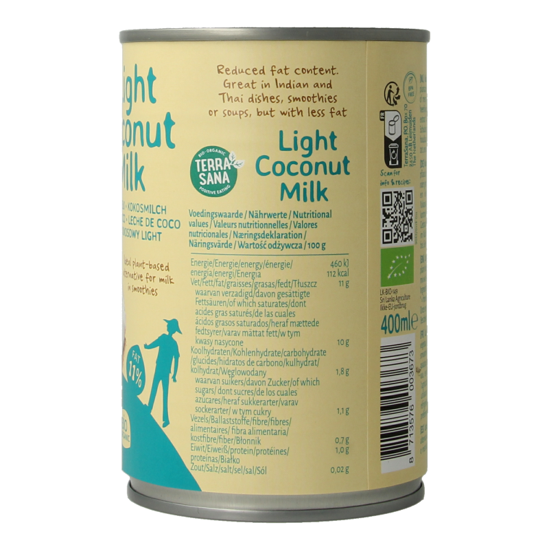 TerraSana Kokosmelk light 11% vet bio - Afbeelding 4