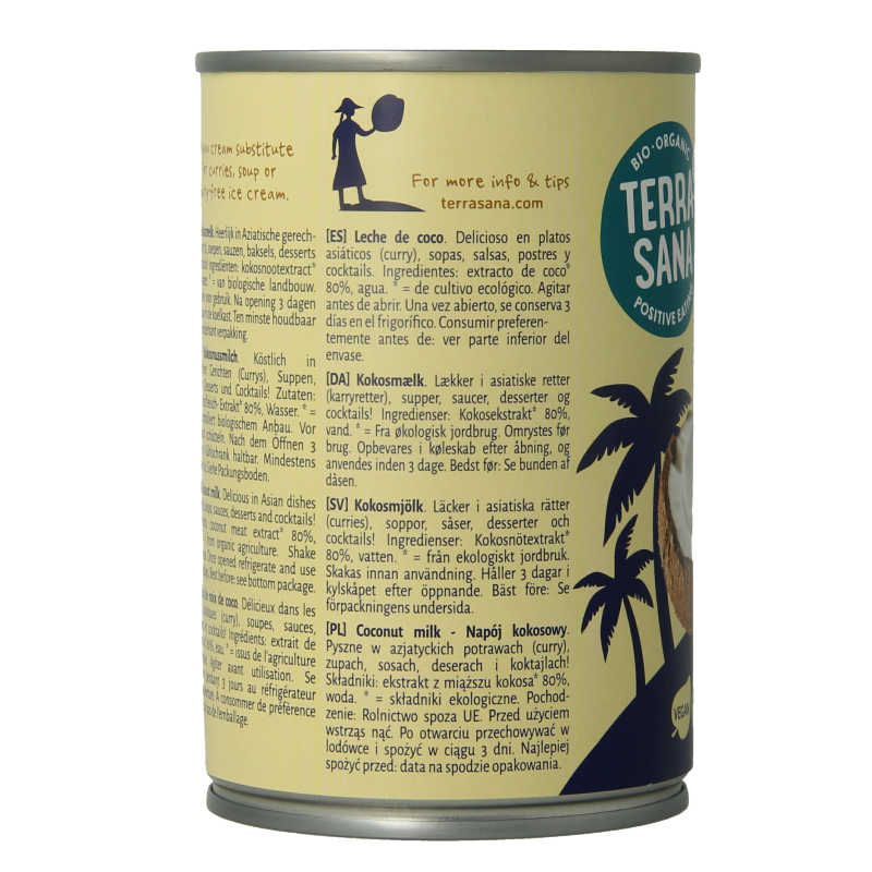 TerraSana Kokosmelk 22% vet bio - Afbeelding 2