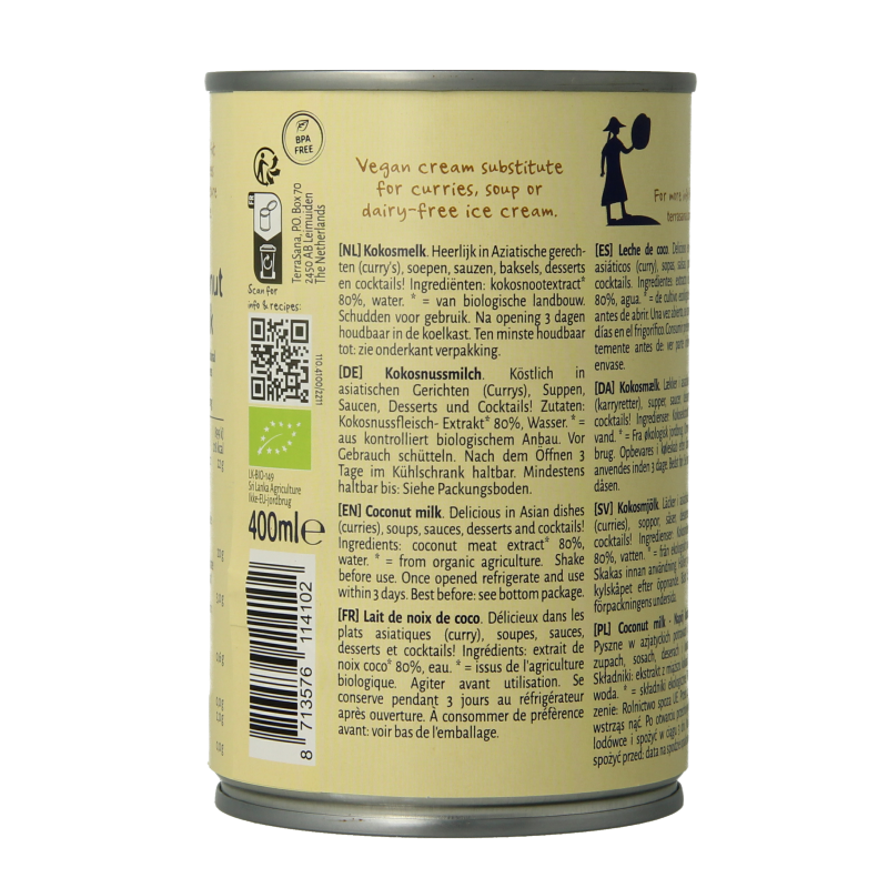 TerraSana Kokosmelk 22% vet bio - Afbeelding 3