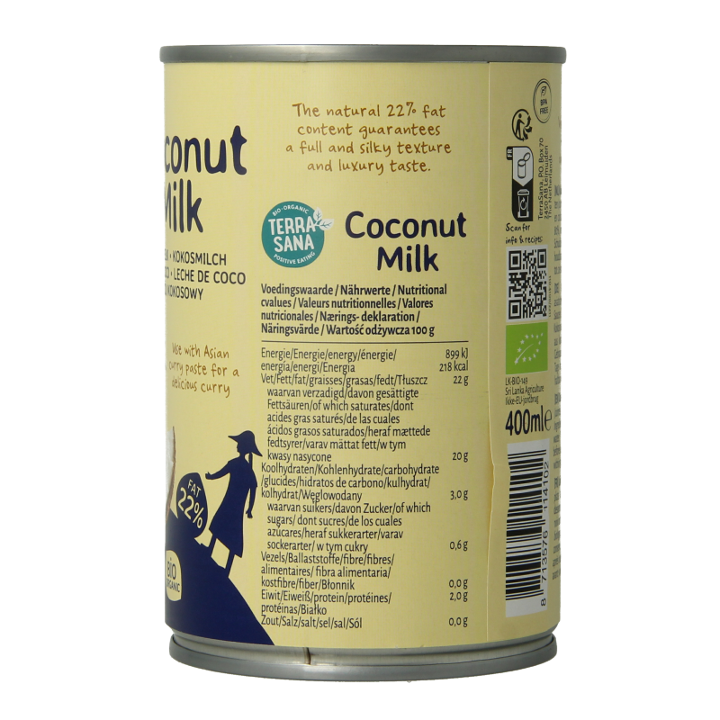 TerraSana Kokosmelk 22% vet bio - Afbeelding 4