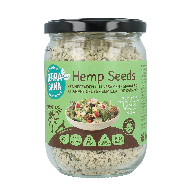 TerraSana RAW Hennepzaad gepeld in glas bio