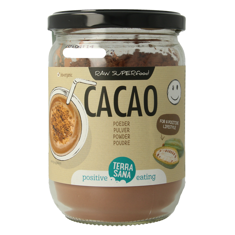 TerraSana Raw cacao antioxidant poeder in glas bio