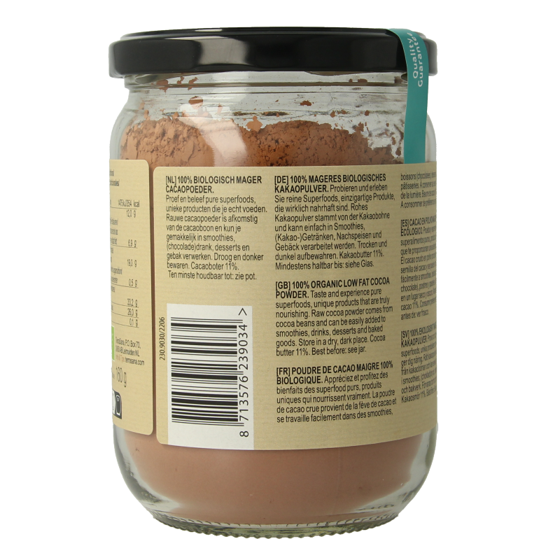 TerraSana Raw cacao antioxidant poeder in glas bio - Afbeelding 3