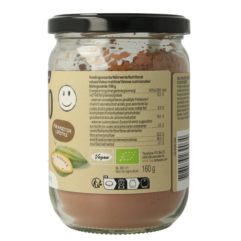 TerraSana Raw cacao antioxidant poeder in glas bio - Afbeelding 4
