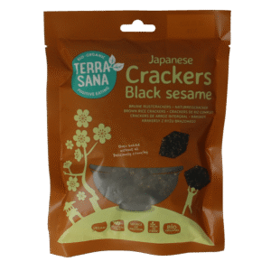 TerraSana Japanse bruine rijstcrackers zwarte sesam bio