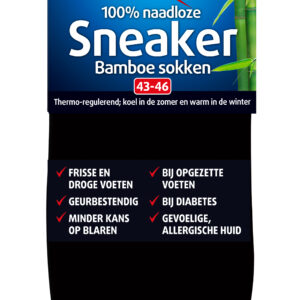 Lucovitaal Bamboe sneakersok zwart maat 43-46