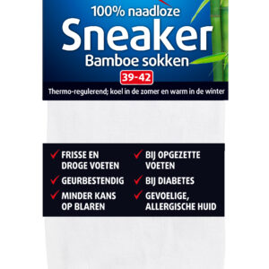 Lucovitaal Bamboe sneakersok wit maat 39-42